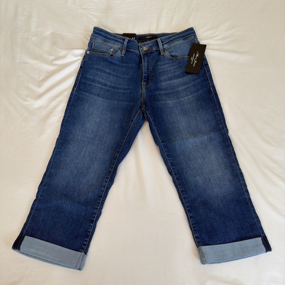 Mavi Jeans Womens 28 Marcia Capri High Rise Blue Cuffed Medium Wash Stretch NWT